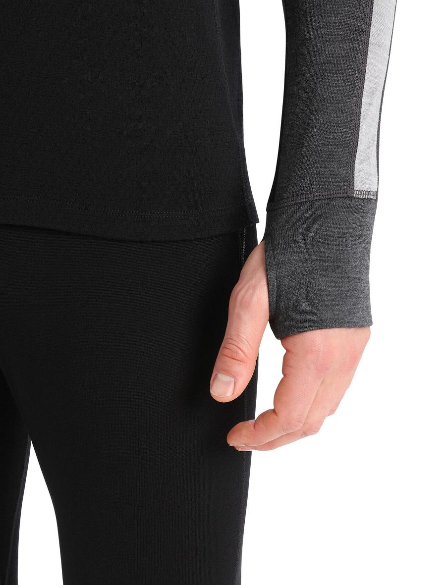 Men's Icebreaker 260 ZoneKnit™ Merino Long Sleeve Half Zip Base Layers Jet Heather / Black | CA 1622YXFU